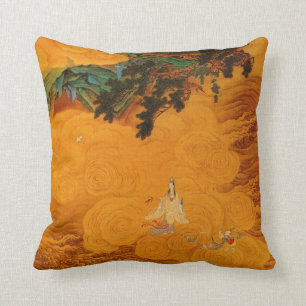 Guanyin in the Tidal Sound cave Throw Pillow