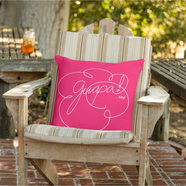 GUAPA soy - Bold CloudS - White Script Outdoor Pillow (Chair)