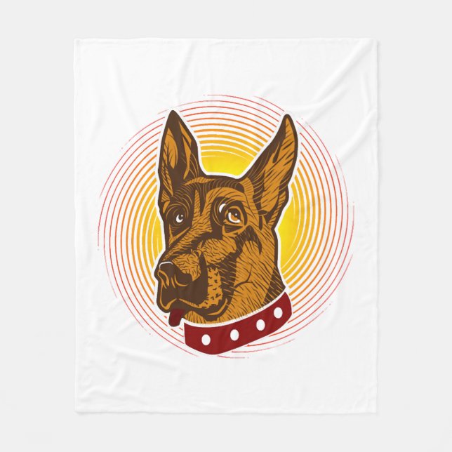 Guard Dog Belgian Malinois Shepherd Fleece Blanket (Front)