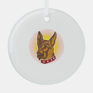 Guard Dog Belgian Malinois Shepherd Glass Ornament