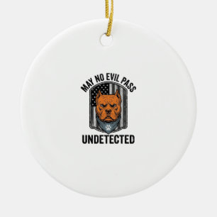 Guard Dog May No Evil Pass Vintage Vector Design Ceramic Ornament