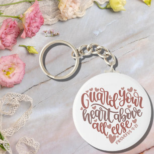 Guard Your Heart   Lovely Design Bible Verse Gift Keychain