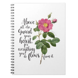 Guard your Heart - Vintage Rose, Proverbs 4:23 Notebook