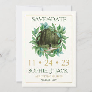 Guardar la fecha verde y oro save the date