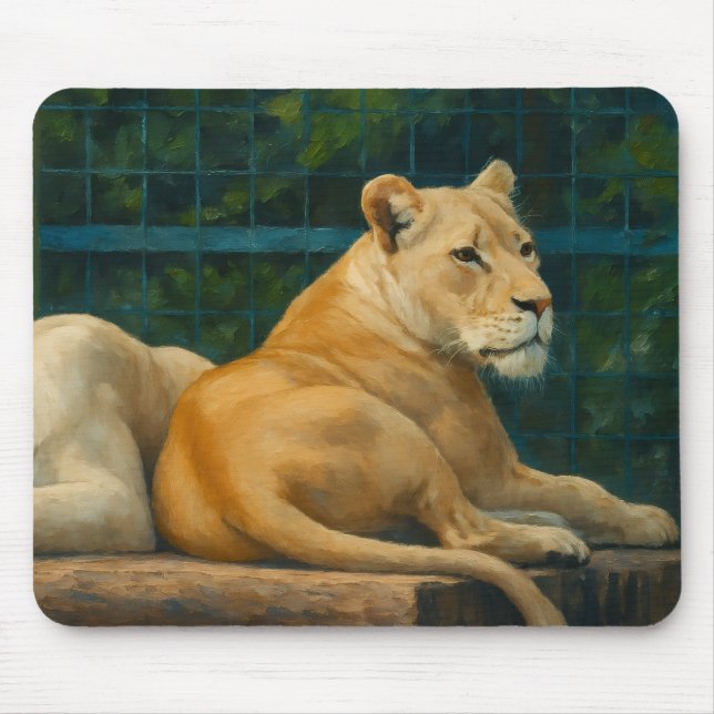Guarded Rest – Lion Pair in Sanctuary Setting Mouse Pad (Front)