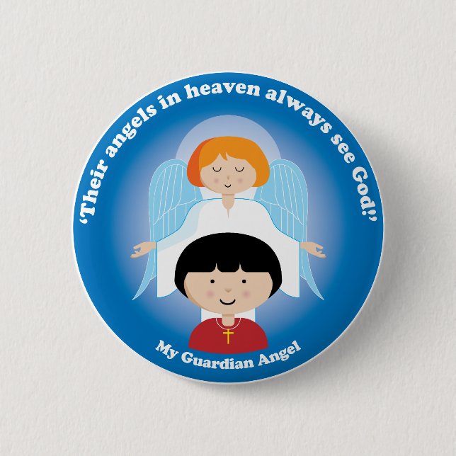 Guardian Angel 2 Inch Round Button (Front)