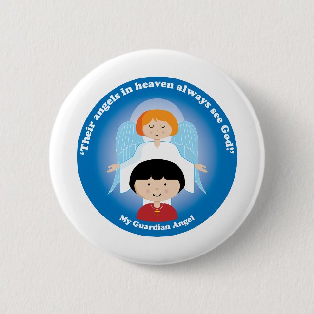 Guardian Angel 2 Inch Round Button (Front)