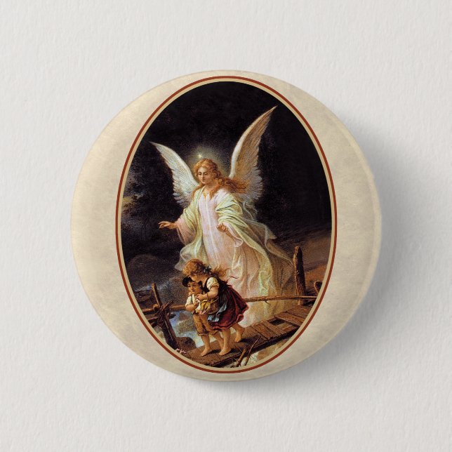 Guardian Angel 2 Inch Round Button (Front)