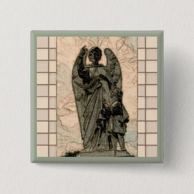 Guardian angel 2 inch square button (Front)