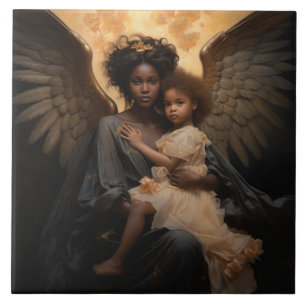 Guardian Angel African Angel Tile