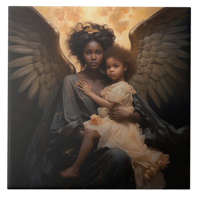 Guardian Angel African Angel  Tile (Front)