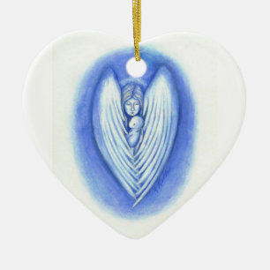 Guardian Angel and Baby Heart Christmas Ornament