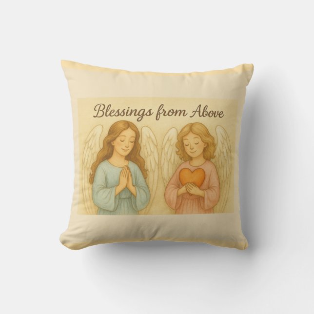 Guardian Angel at Bedtime Throw Pillow (Front)
