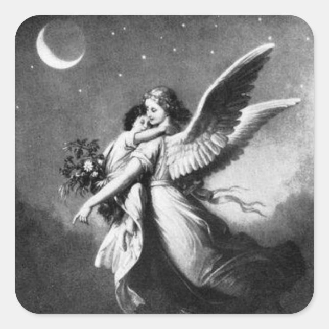 Guardian Angel At Night Square Sticker (Front)