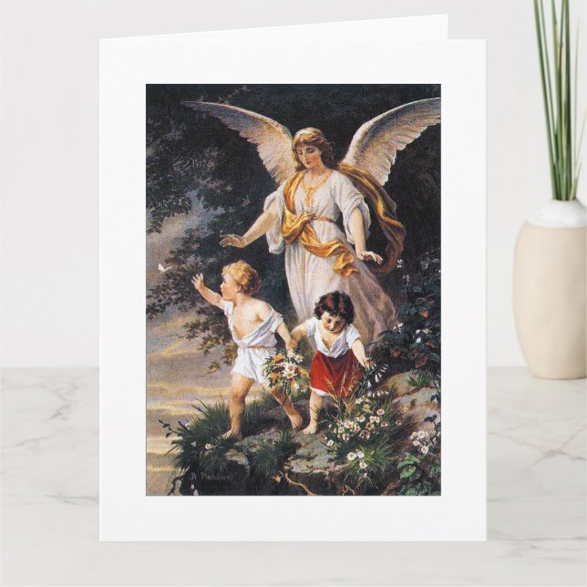 GUARDIAN ANGEL Bernhard Plockhorst 1886 Card (Front)