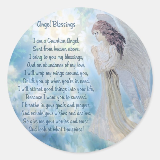 Guardian Angel Blessings Classic Round Sticker (Front)