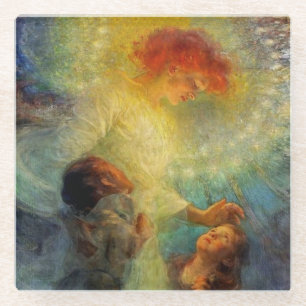 “Guardian Angel” by Franz Dvorak Glass Coaster