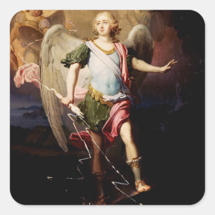 Guardian angel by Vladimir Borovikovsky Square Sticker