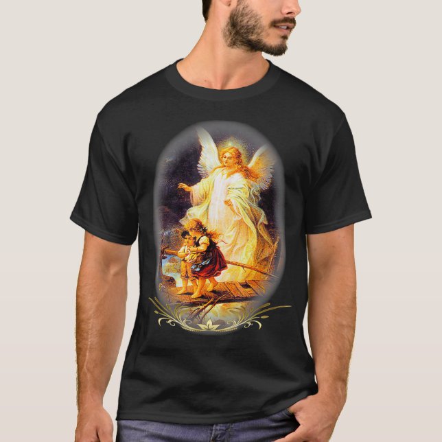 Guardian Angel Catholic   Prayer on Back  T-Shirt (Front)