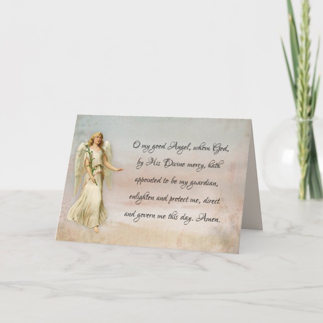 Guardian Angel Catholic Religious Prayer Card (Front)