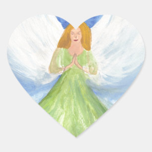 Guardian Angel Catholic Religious Wings Prayer Heart Sticker