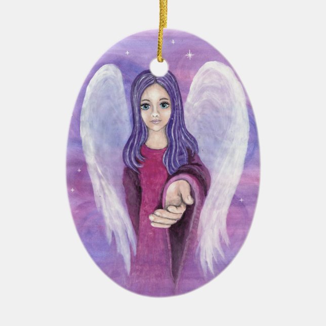 Guardian Angel Ceramic Ornament (Front)