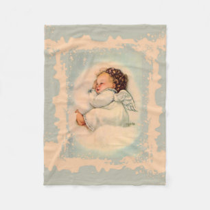 Guardian Angel Cherub baby sleeping in Cloud Fleece Blanket