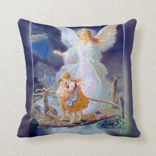 Guardian Angel, Children and Bridge Throw Pillow