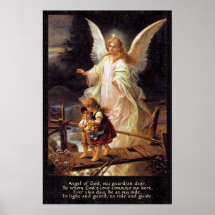 Guardian Angel, Children, Bridge and Poem Poster