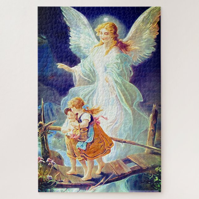 Guardian Angel, Children Crossing Bridge Jigsaw Puzzle (Vertical)