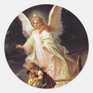 Guardian Angel Classic Round Sticker