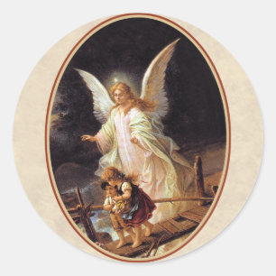 Guardian Angel Classic Round Sticker