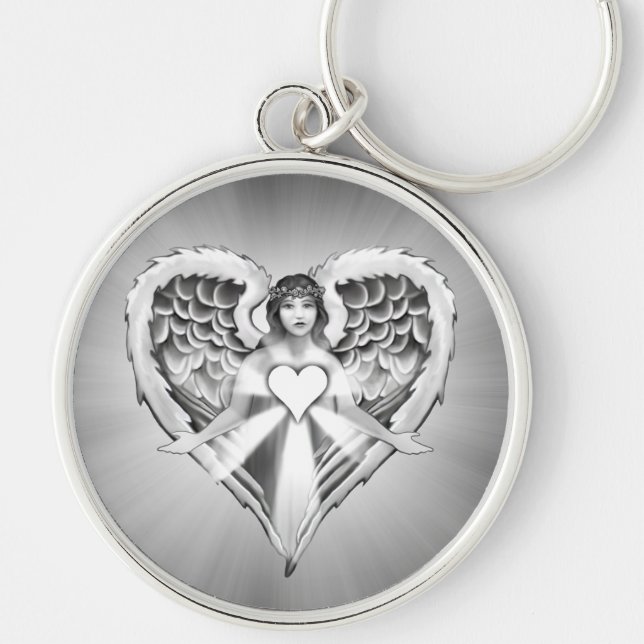 Guardian Angel Heart Wing Design) Keychain (Front)