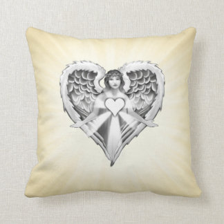 Guardian Angel Heart Wings Design Throw Pillow