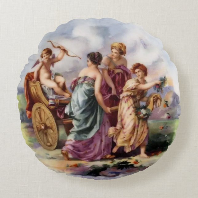 Guardian Angel Leading the Path Round Pillow (Front)