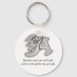 Guardian Angel Letter A Keychain