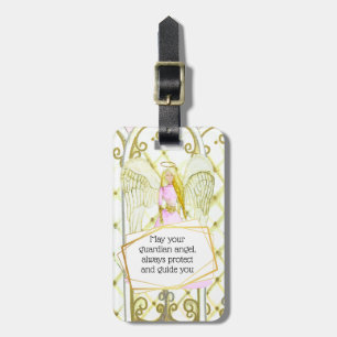 Guardian Angel pink poem for safety DIY name Luggage Tag