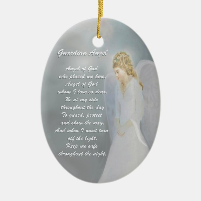 Guardian Angel Poem Ceramic Ornament (Front)
