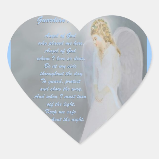 Guardian Angel Poem Heart Sticker (Front)