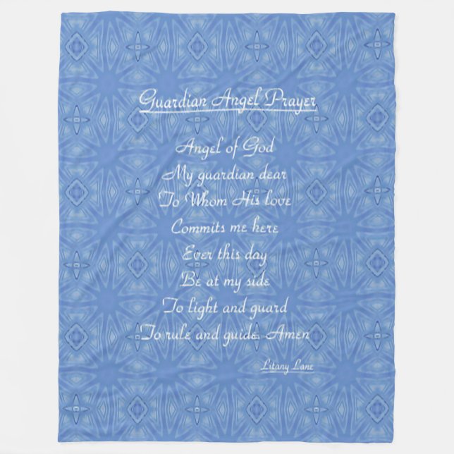 Guardian Angel Prayer Blue Sherpa Blanket (Front)