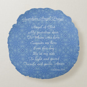 Guardian Angel Prayer Blue Throw Pillow