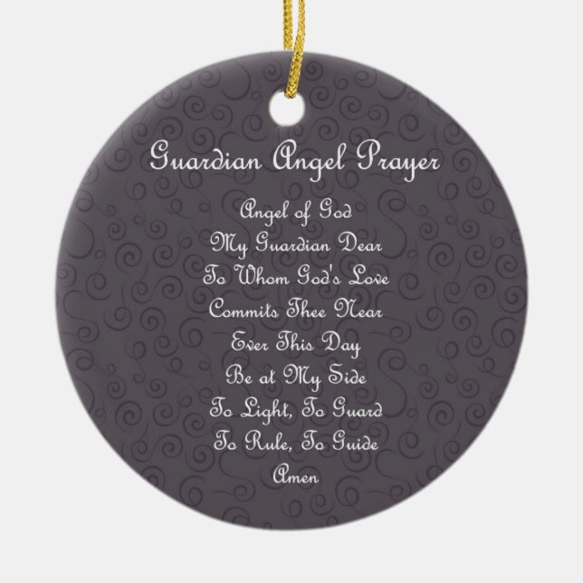 Guardian Angel Prayer Charcoal Ceramic Ornament (Front)