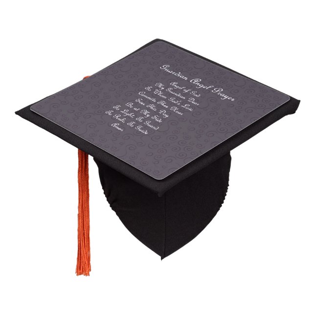 Guardian Angel Prayer Charcoal  Graduation Cap Topper (Angled)