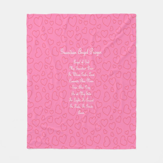 Guardian Angel Prayer Pink Fleece Blanket (Front)