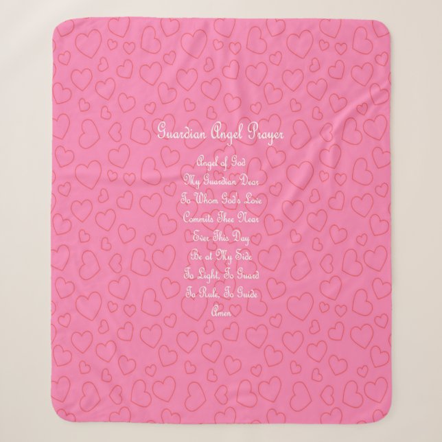 Guardian Angel Prayer Pink Sherpa Blanket (Front)