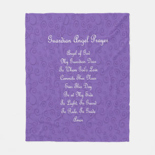 Guardian Angel Prayer Purple Fleece Blanket