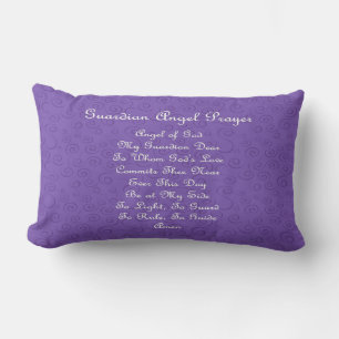 Guardian Angel Prayer Purple Lumbar Pillow