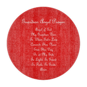 Guardian Angel Prayer Red Hearts   Cutting Board
