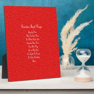 Guardian Angel Prayer Red Hearts  Plaque