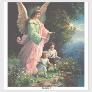 Guardian angel protecting children near a ledge